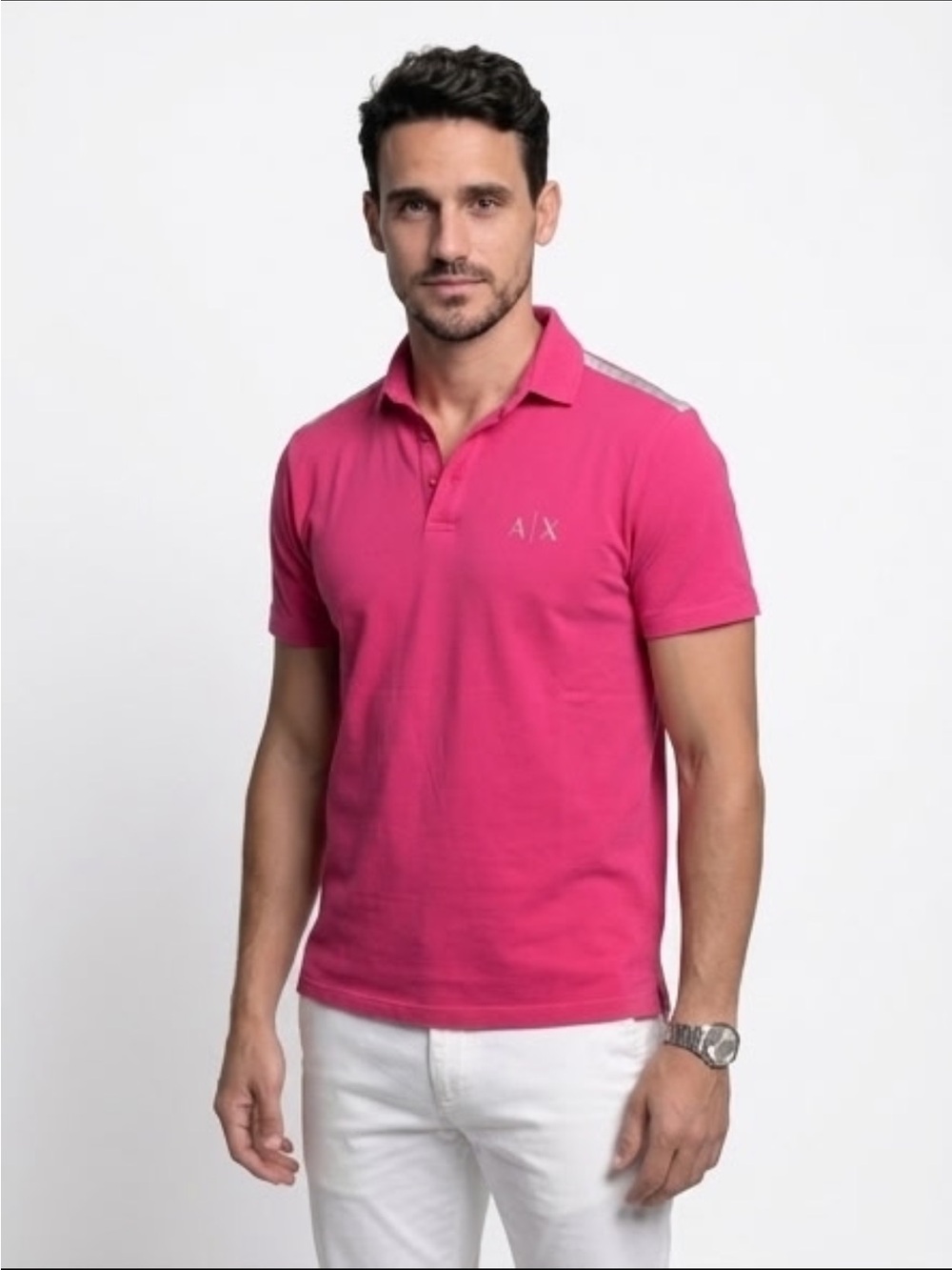 A/X Armani Exchange Men’s Hot Pink Polo Shirt